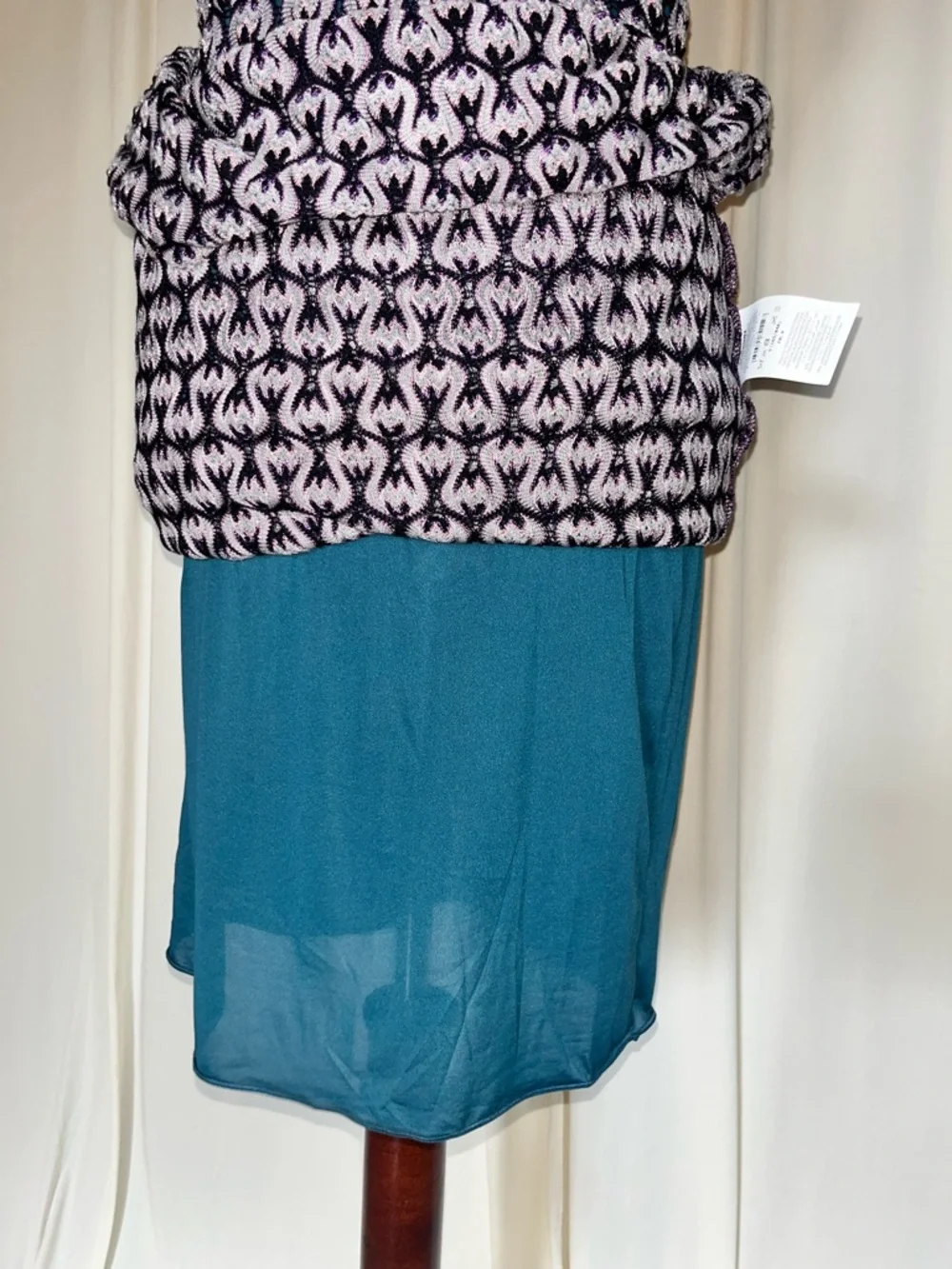 Missoni Classic Crocket Knit Midi Length Sheath Dress in Purple, Black, and Teal - Picture 8 of 11